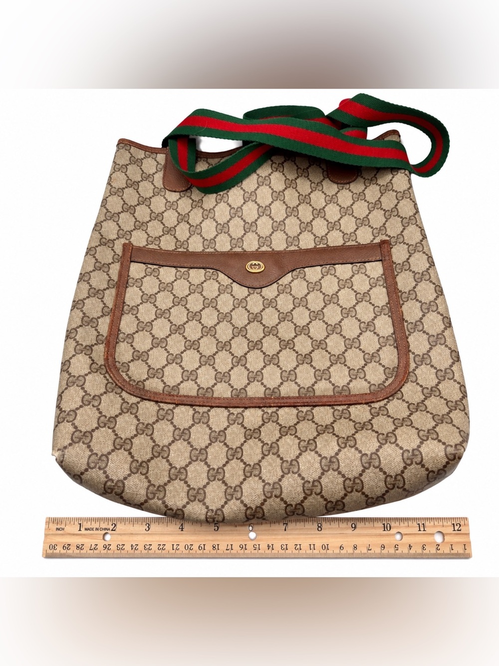 Gucci Vintage Sherry Line PVC Canvas Large Shopper Tote Bag